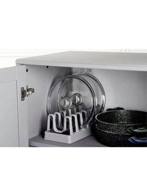 Mikasso 1 Adet Gondol Plastik 6 Bölmeli Dolap Içi Tencere Kapak Düzenleyici G-234. - Plastik Plastik 35 x 15