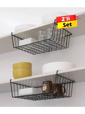 Mikasso 2li Dolap Içi Raf Düzenleyici Sepet Raf Altı Askılı Mutfak Rafı Tezgâh Üstü Masa Altı Kanguru Sepet