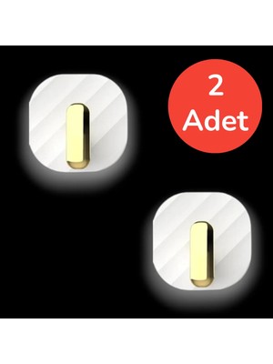 Mikasso 2'li Yapışkanlı Retro Askılık – Beyaz | Dolap Kapak Kulpu, Duvar ve Kapı Askısı, Metal Gold Detaylı