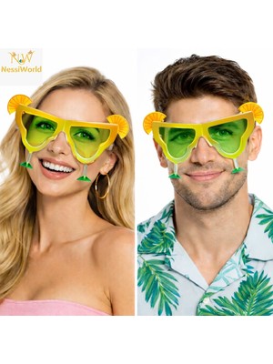 NessiWorld Margarita Bardak Şeklinde Parti Gözlüğü Sarı 16X8 cm