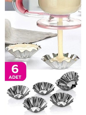 Mikasso Mini Metal Kek Kalıbı 6'lı - Tartolet Kalıbı 6 Adet Mini - Muffin Kek Kalıbı 6 Adet Metal Metal Meta