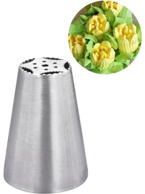 Mikasso Paslanmaz Çelik Krema Sıkma Torbası Ucu , Rus Duyu, 1 Adet+4 Adet Sıkma Torbası Çelik