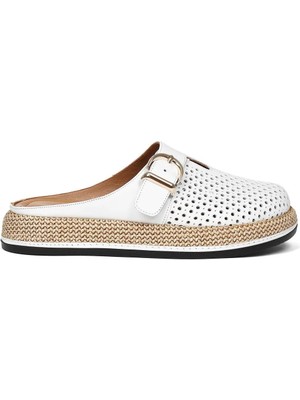 Celal Gültekin Kadın Beyaz Deri Terlik