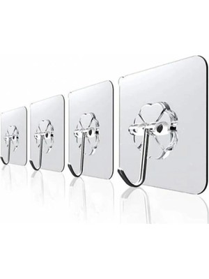 Mikasso 10 Adet Şeffaf Yapışkan Askı Duvar Dolap Havlu Banyo Mutfak Askısı Gri