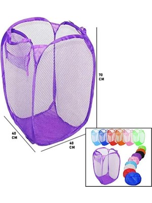 Mikasso Çamaşır Sepeti & Oyuncak Filesi Orta Boy 40*40*70 cm Plastik Siyah 70 x 40 Tr