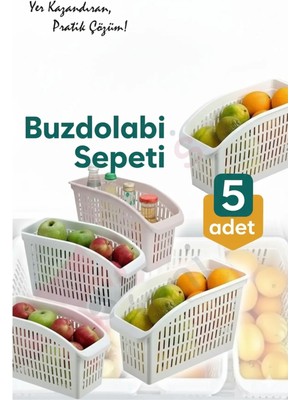 Mikasso 5 Adet Jumbo Dolap Içi Düzenleyici Sepet Buzdolabı Sebze Meyve Sepeti Mutfak Düzenleyici Org-23 Plas
