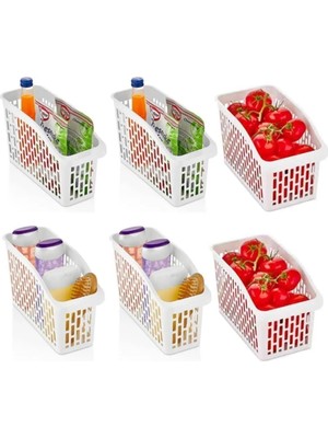 Mikasso 6 Adet Buzdolabı Sepeti Dolap Içi Düzenleyici Sepet Banyo Beyaz Plastik