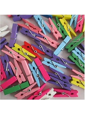 Mikasso 25 Adet Mini Mandal-Minik Mandal-Dekoratif Süsleme-Renkli Mini Ahşap Mandal 25 Beyaz