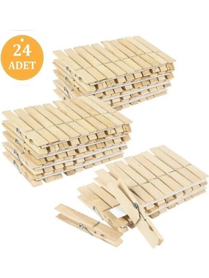 Mikasso Ahşap Çamaşır Mandalı Çamaşır Maşası 24 Adet Ağaç Mandal Tahta Mandal 25+ Tr