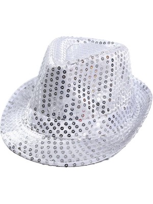 Çocuk Boy Gümüş Payetli Şapka Gösteri Şapkası Michael Jacskon Şapkası 54 No  Nessiworld