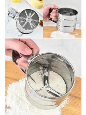 Mikasso Metal Lüx Paslanmaz Çelik Pratik Un Eleği Pasta Malzemeleri, Paslanmaz Çelik Un ve Şeker Eleği Elek