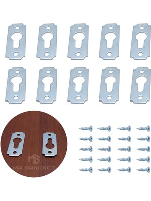 Mikasso 10 Ad. Çerçeve Askısı Düz Dar Model - Metal Tablo Askı Aparatı - Vidalı Fotoğraf Resim Asma Kancası