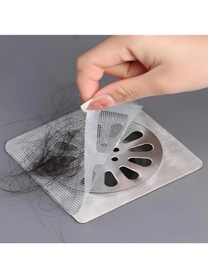 Mikasso 10 Adet Yapışkanlı Kullan At Lavabo Banyo Mutfak Gider Süzgeci Saç Kıl Tüy Toplayıcı Tel Süzgeç