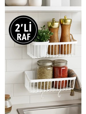 Mikasso 2'li Duş Rafı Düzenleyici Organizer Banyo Rafı Organizer Şampuanlık Plastik Beyaz Tr