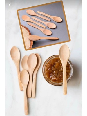 Mikasso Ahşap 6'lı Lüx Baharat Kaşığı 12 cm Tatlı Kaşık Çelik Kahverengi
