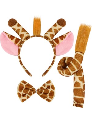 NessiWorld Zürafa Kosümü Aksesuar Seti 3 Lü - Taç Papyon Kuyruk