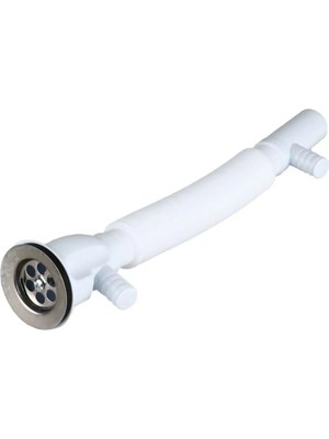 Mikasso Çiftli Lavabo Sifonu-Gider Borusu Çamaşır Bulaşık Makine Çıkışlı