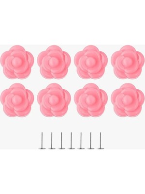 Mikasso 8 Adet Gül Desenli Örtü Düzenleyici Sabitleme Tutucu Iğneli Clips Plastik 10 x 15 Pembe