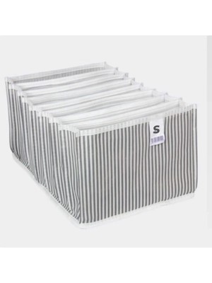 Mikasso Akordiyon S Boy 11 Bölmeli Çok Amaçlı Dolap Içi ve Çekmece Içi Düzenleyici Cepli Organizer Kumaş Gri