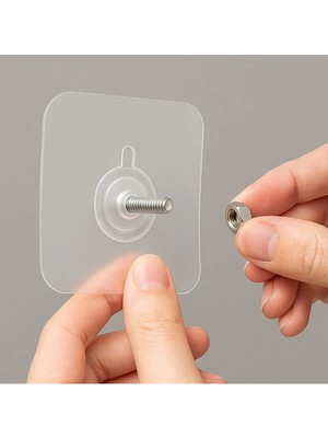 Mikasso Ultra Güçlü Yapışkanlı Duvar Askısı Vantuzlu Şeffaf Duvar Askısı Yapışkanlı Kanca 4 Adet Gri