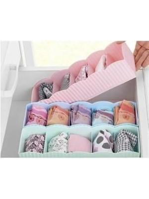 Mikasso Plastik 5 Gözlü Çekmece Içi Çorap Kravat Düzenleyici Organizer Kumaş 10 x 15 Gri Tr