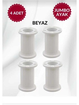 Mikasso Jumbo Plastik Ayarlanabilir Dolap-Mobilya-Koltuk-Kanepe-Baza Ayağı (4lü Paket)Beyaz 10 cm Ayak Plast
