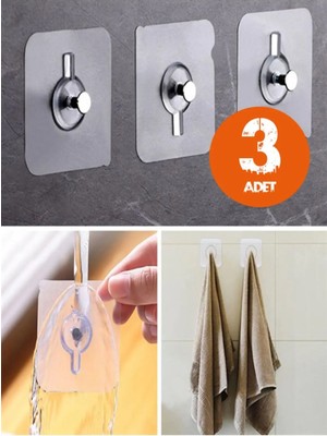 Mikasso 3 Adet Süper Güçlü Kendinden Yapışkanlı Raf Çerçeve Tutucu Vidalı Kanca Askı