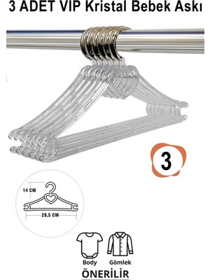 Mikasso Bebek Elbise Askısı 3 Adet Kristal-Kalp Bebek Kıyafet Askısı Vıp Plastik Beyaz Tr