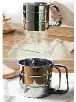 Mikasso Pratik Paslanmaz Tetikli Metal Un Eleği - Paslanmaz Metal Un ve Şeker Eleği - Metal Elek