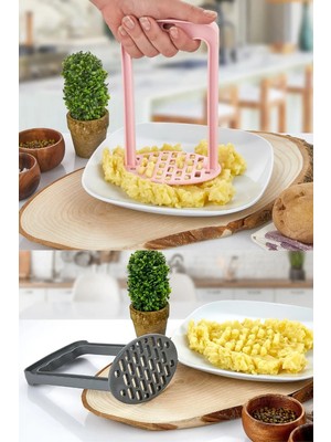 Mikasso Pratik Plastik Üstten Tutmalı Patates Ezeceği Plastik Patates Ezici Plastik