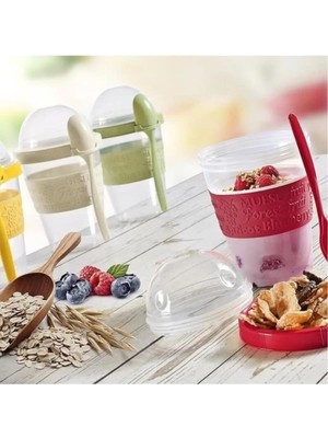 Mikasso Take And Go Hazneli Yoğurt Kabı 600 ml Plastik Beyaz