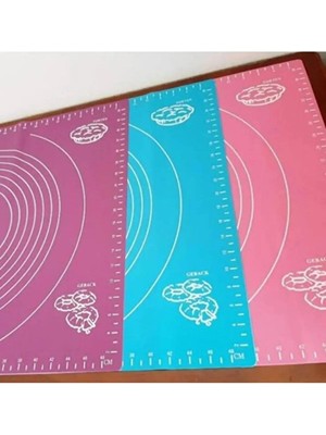 Mikasso Çok Amaçlı Kaydırmaz Silikon Hamur Açma Matı 50 x 40 Cm-Renkli, Silikon Ölçekli Hamur Açma Matı Sili
