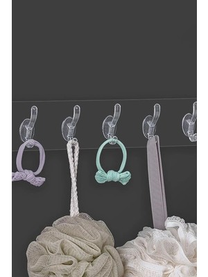 Mikasso 6lı Şeffaf Süper Yapışkan Askı Banyo, Mutfak Düzenleyici Askı Gri