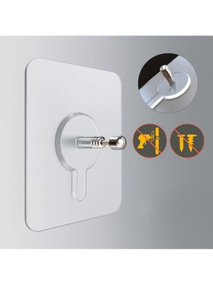 Mikasso Şeffaf Yapışkanlı Askı 4’lü – Suya Dayanıklı, Montajsız Çok Amaçlı Ask Gri