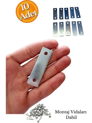 Mikasso Küçük Metal Bağlantı Düz Gönye Sacı 5x1.5 cm - Mobilya Dolap Raf Birleştirme Düz Plaka Gri