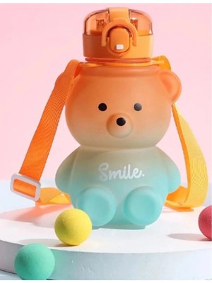 Mikasso Smile Ayıcık Model Öğrenci Su Matarası Mikrofiber Malzemeden 800 ml BPA İçermez