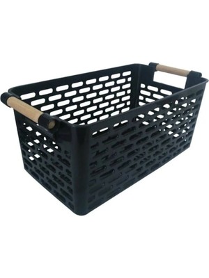 Mikasso 4 Adet Ahşap Renk Plastik Saplı Organizer Sepet Düzenleyici (Asorti Renkler) Plastik Beyaz