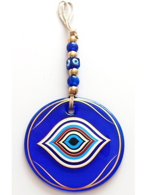 Ett Göz Model Yaldızlı El Yapımı Mavi Cam Duvar Süsü