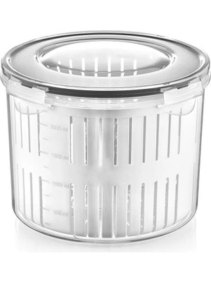 Mikasso Süzgeçli Plastik Turşuluk-Zeytinlik 2.5 Lt. Plastik Turuncu