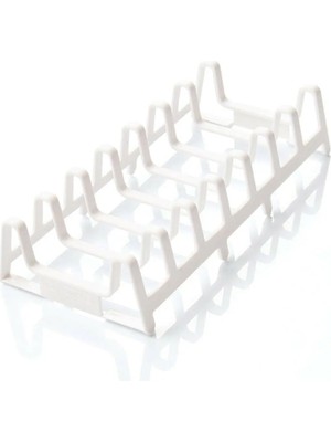 Mikasso Plastik Gondol 6 Bölmeli Dolap Içi Tencere ve Tava Kapak Düzenleyici Plastik Beyaz