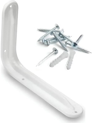 Mikasso Beyaz Lüx 13 x 19 cm Raf Altı Aparatı Ayağı L Demir Köşe Konsol Raf Tutucu Deprem Dolap Sabitleyici