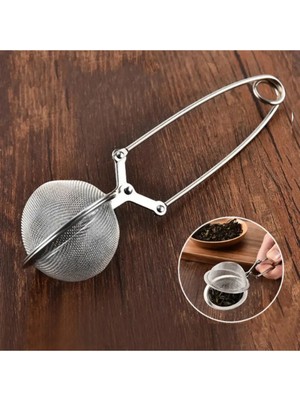 Mikasso Paslanmaz Çelik Bitki Çayı Demleme Süzgeci Maşalı Çay Süzgeci Paslanmaz Çelik
