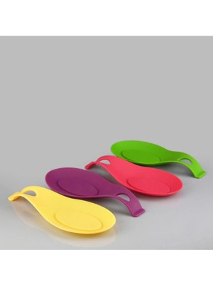 Mikasso Kepçe Kaşık Altlığı Silikon Mutfak Tezgah Üstü Kirli Kaşık Altlığı Silikon Bej