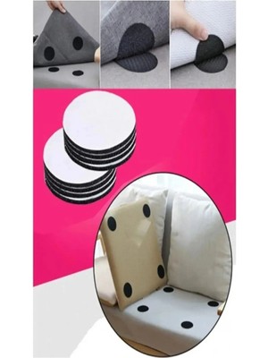 Mikasso Pratik 10 Adet Halı Kilim Minder Nevresim Örtü Kaydırmaz Cırt Bant Seti Yapışkanlı Halı Siyah