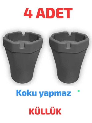 Mikasso 4 Adet Kokusuz Kül Tabağı Plastik Plastik Gri Asimetrik