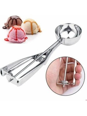 Mikasso Paslanmaz Çelik Kurabiye Helva Dondurma Servis Sunum Kaşığı Çelik Gümüş