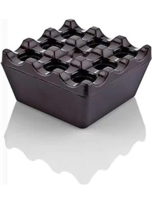 Mikasso Izgara Tipi Kapaklı Küllük Kül Tablası Plastik Siyah Kare