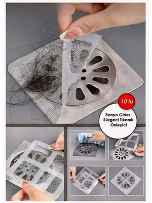 Mikasso Banyo Duş Gider Süzgec,i Gider Saç Tüy Kıl Toplayıcı Kapak,duş Gider Tıkanık Koruma Filesi 10 Adet P