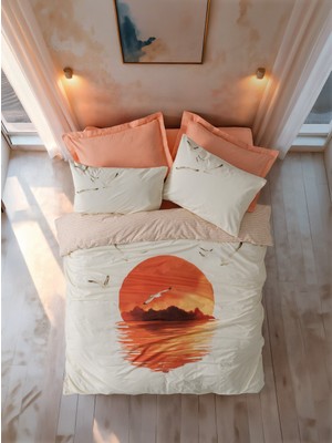 Cotton Box Maritime Tek Kişilik Nevresim Takımı Sunset Somon