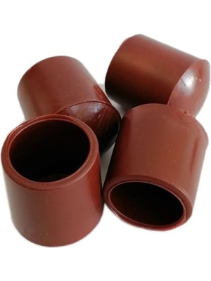 Mikasso 21 mm Pvc Sandalye Ahşap Ayak Pabucu Sessiz Yumuşak - Kahve(4 Adet) Kahverengi